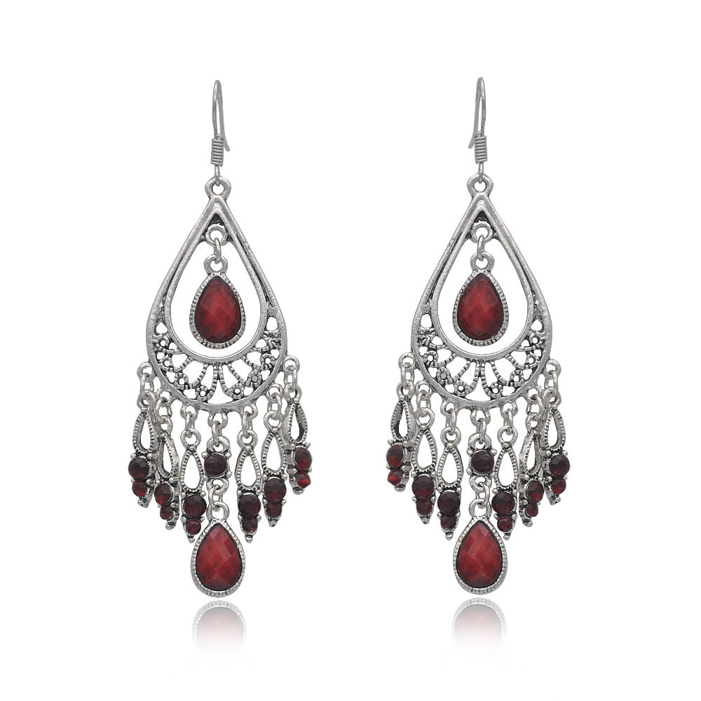 Wholesale colorful water drop tassel earrings